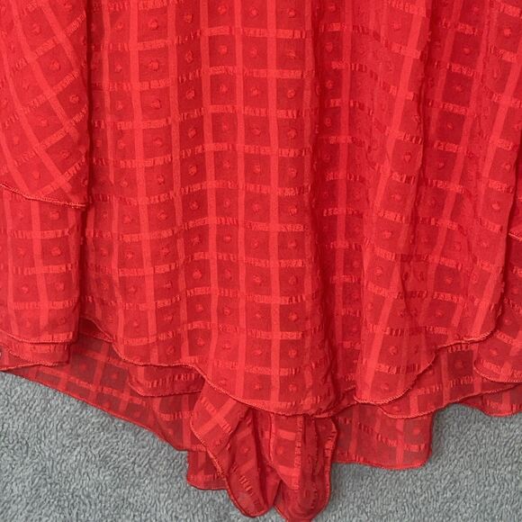 Womens Romper 4XLRed Smocked Swiss Dots Boho Peasant Indie Romantic Soft Girl - Picture 12 of 14